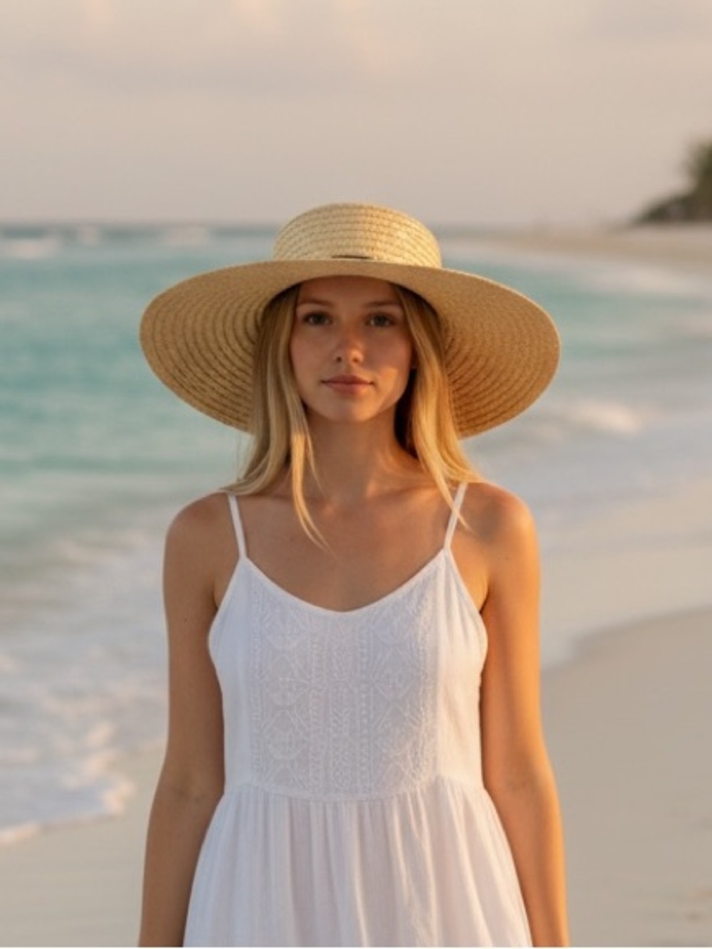 GAP Natural Straw Paper Rattan Woven Beach Summer Twin Brim Sun Hat